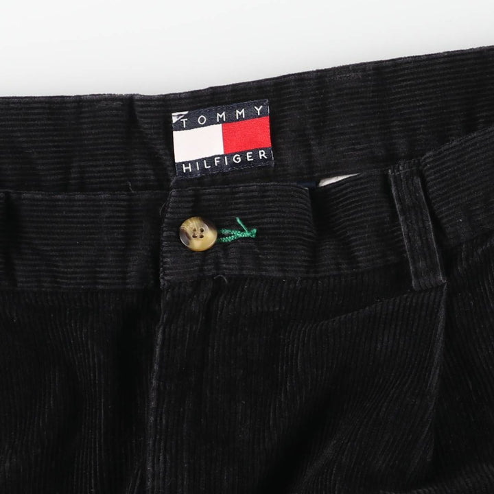 Vintage 90'S Tommy Hilfiger Two-pleat Corduroy Pants, Men's Size W32 cotton black type Vintage Second Hand