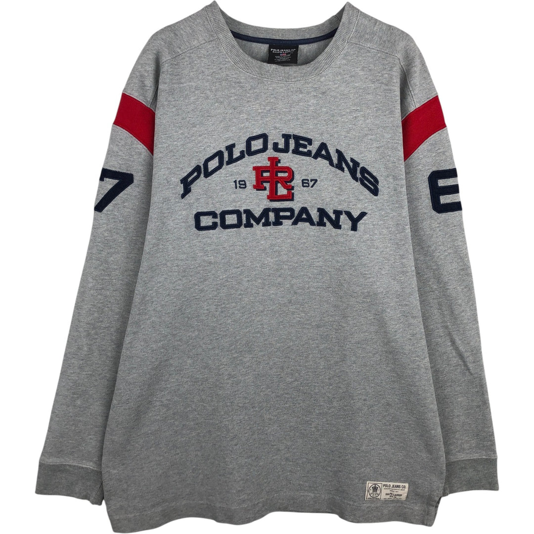 Ralph Lauren POLO JEANS COMPANY Logo sweatshirt, men's XL size cotton gray type Vintage Second Hand