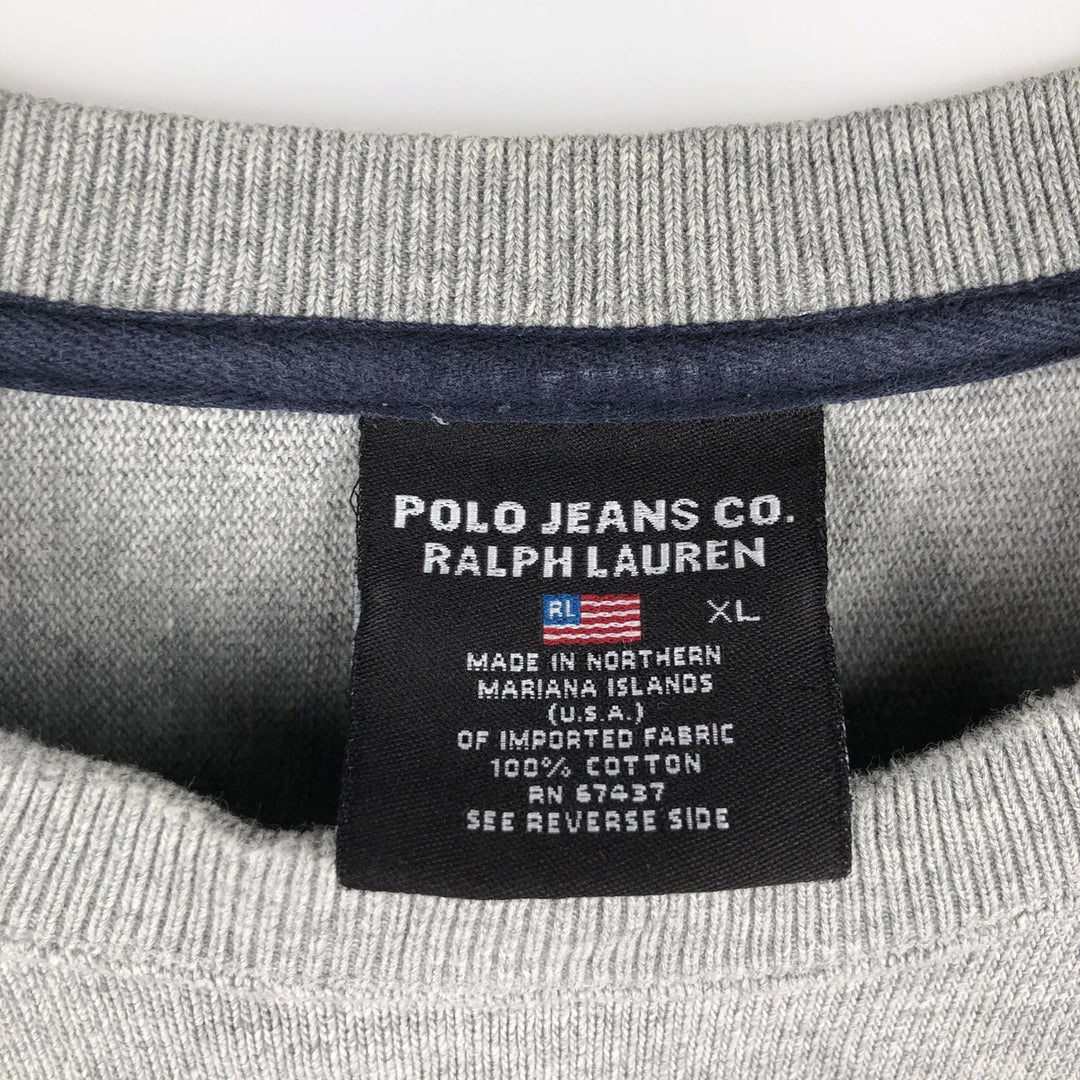 Ralph Lauren POLO JEANS COMPANY Logo sweatshirt, men's XL size cotton gray type Vintage Second Hand