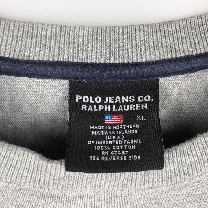 Ralph Lauren POLO JEANS COMPANY Logo sweatshirt, men's XL size cotton gray type Vintage Second Hand
