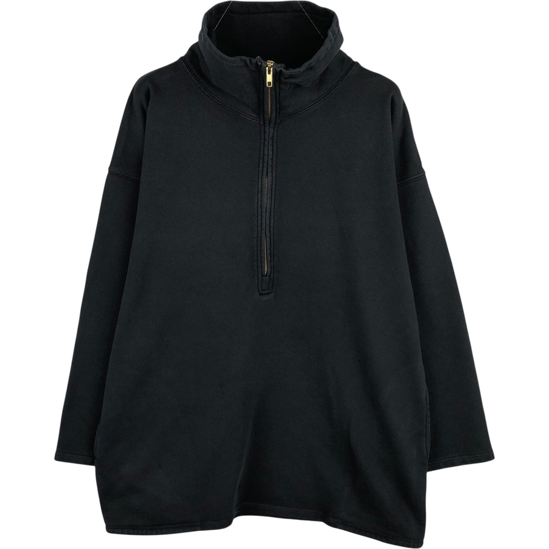 J.Crew Half-Zip Sweatshirt, Men's Size Medium cotton black type Vintage Second Hand