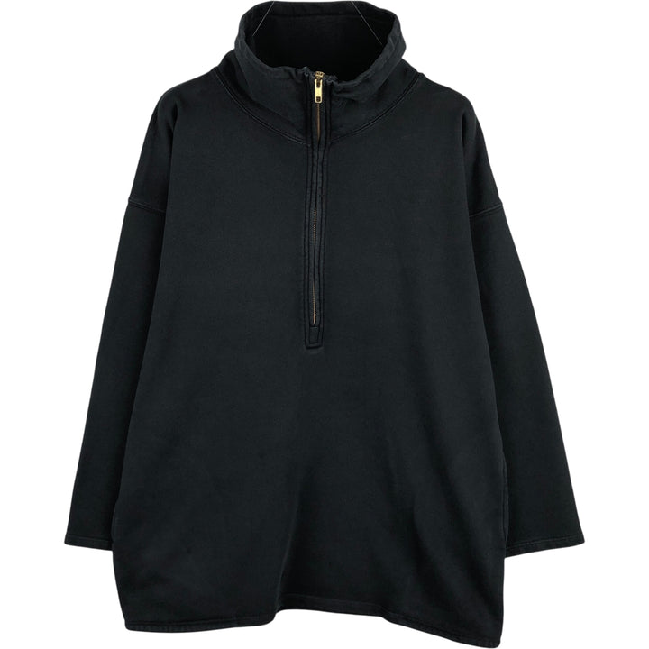 J.Crew Half-Zip Sweatshirt, Men's Size Medium cotton black type Vintage Second Hand