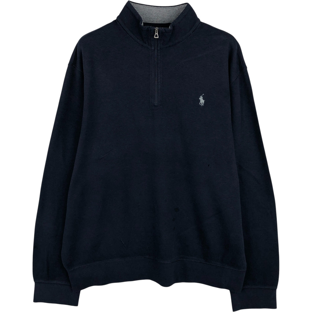 Ralph Lauren POLO RALPH LAUREN Half-zip sweatshirt, sweatshirt, men's size L cotton navy blue type Vintage Second Hand