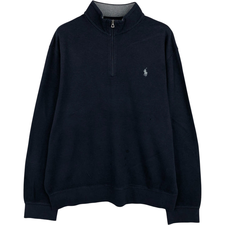 Ralph Lauren POLO RALPH LAUREN Half-zip sweatshirt, sweatshirt, men's size L cotton navy blue type Vintage Second Hand