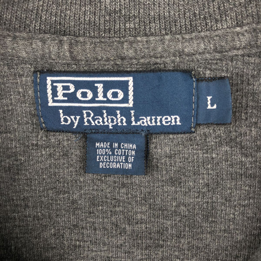 Ralph Lauren POLO by Ralph Lauren Half-Zip Sweatshirt, Men's Size L cotton Charcoal Vintage Second Hand