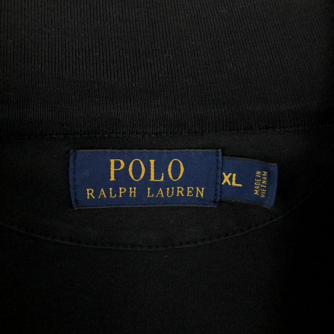 Ralph Lauren POLO RALPH LAUREN Half-Zip Long T-Shirt, Men's XL cotton black type Vintage Second Hand