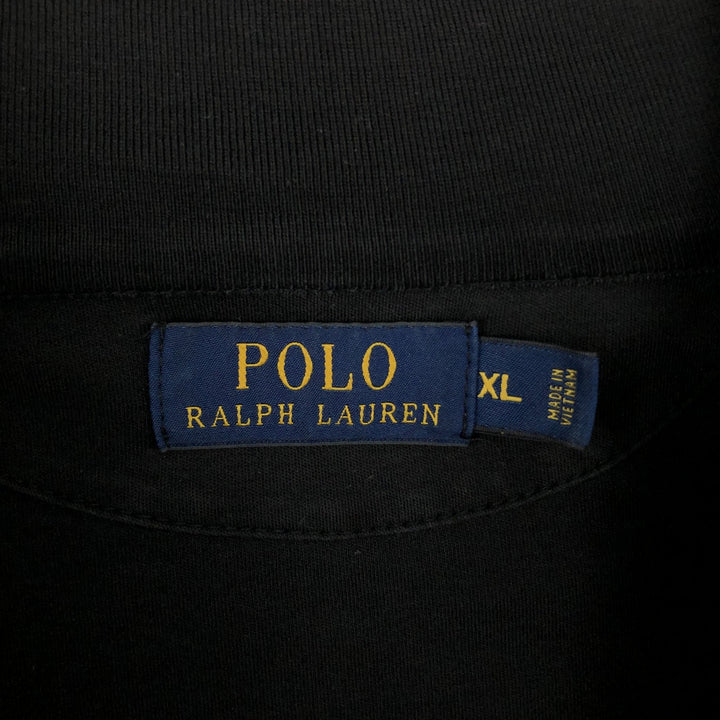 Ralph Lauren POLO RALPH LAUREN Half-Zip Long T-Shirt, Men's XL cotton black type Vintage Second Hand