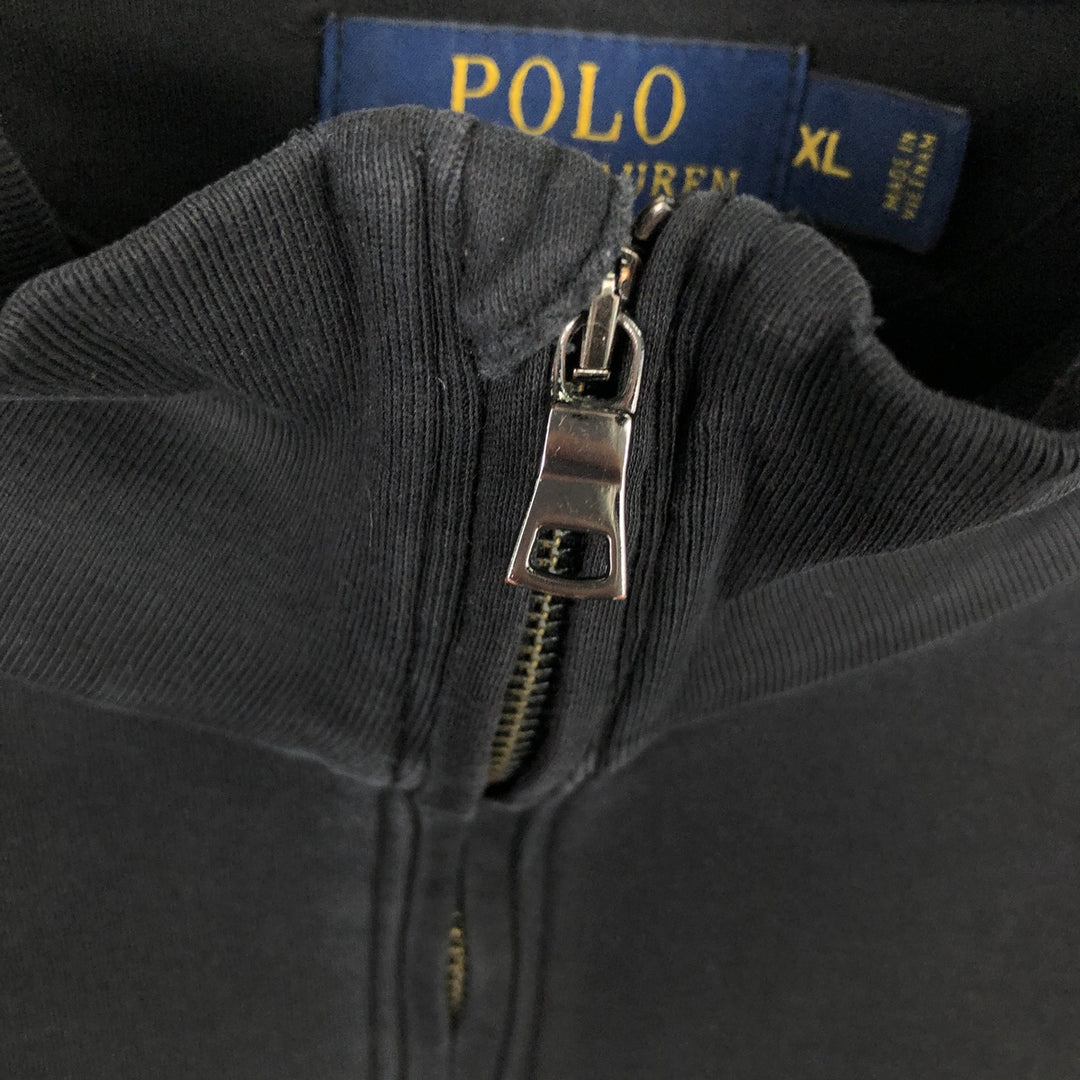 Ralph Lauren POLO RALPH LAUREN Half-Zip Long T-Shirt, Men's XL cotton black type Vintage Second Hand