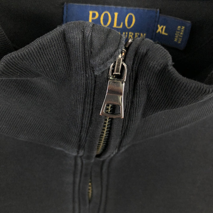 Ralph Lauren POLO RALPH LAUREN Half-Zip Long T-Shirt, Men's XL cotton black type Vintage Second Hand