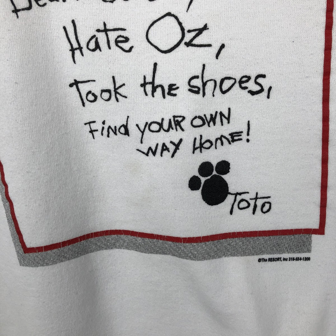 90s-00'S Fruit of the Loom OZ Wizard of Oz TOTO Character Sweatshirt, Men's Size L cotton white type Vintage Second Hand
