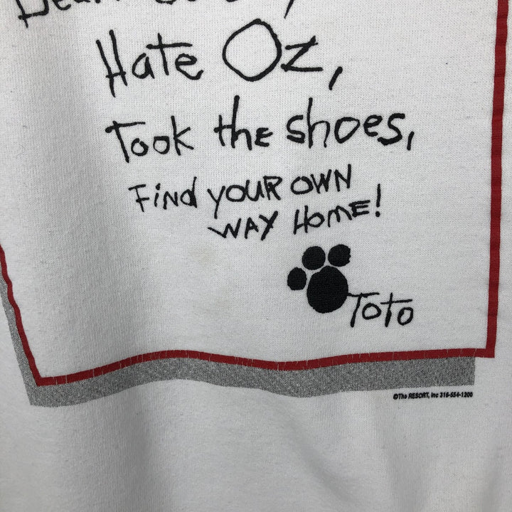 90s-00'S Fruit of the Loom OZ Wizard of Oz TOTO Character Sweatshirt, Men's Size L cotton white type Vintage Second Hand