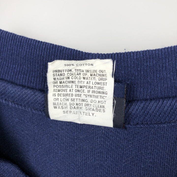 King Louie Herringbone Henley Sweatshirt, Made in USA, Men's XL cotton navy blue type Vintage Second Hand
