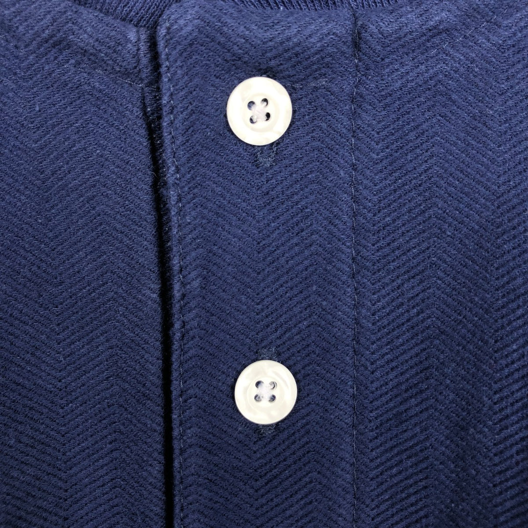 King Louie Herringbone Henley Sweatshirt, Made in USA, Men's XL cotton navy blue type Vintage Second Hand