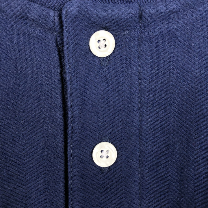 King Louie Herringbone Henley Sweatshirt, Made in USA, Men's XL cotton navy blue type Vintage Second Hand