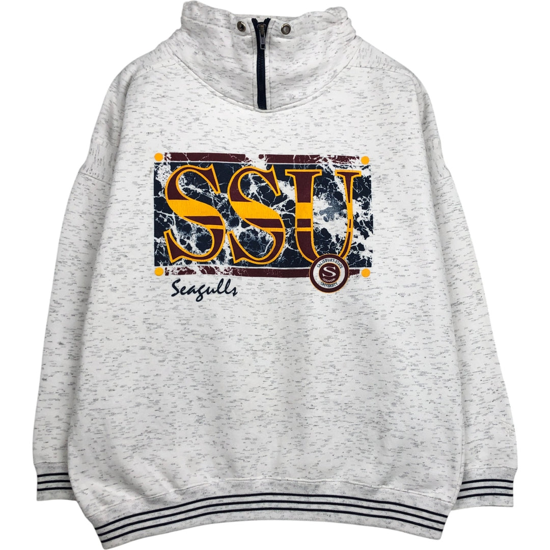 GENUS College Half-Zip Sweatshirt, Made in USA, Men's Size L polyester white type Vintage Second Hand