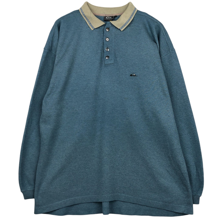 QUIKSILVER Long Sleeve Polo Shirt, Men's Size L unclear Blue type light blue Vintage Second Hand