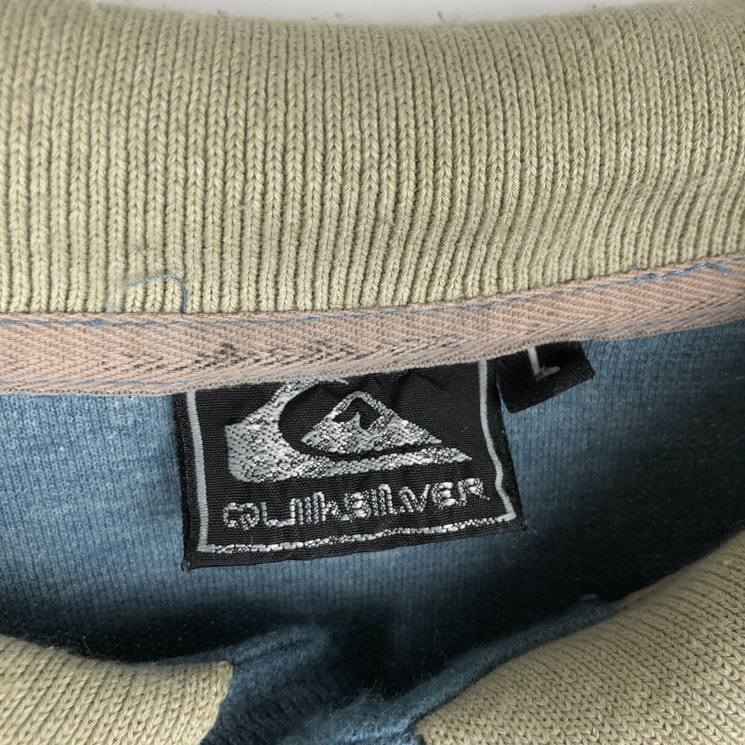 QUIKSILVER Long Sleeve Polo Shirt, Men's Size L unclear Blue type light blue Vintage Second Hand