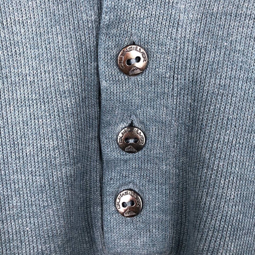 QUIKSILVER Long Sleeve Polo Shirt, Men's Size L unclear Blue type light blue Vintage Second Hand