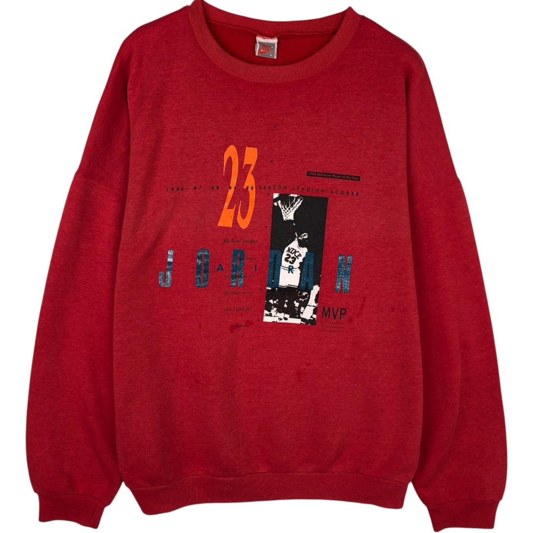 Vintage 90'S Nike silver tag print sweatshirt, made in Australia, size L, men's polyester red type Vintage Second Hand
