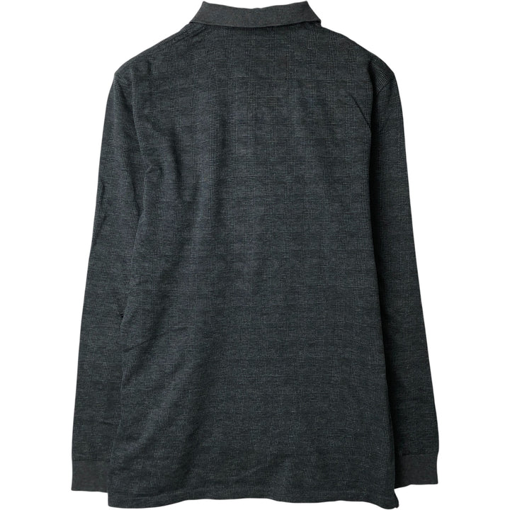 Ralph Lauren POLO by Ralph Lauren long-sleeved checked polo shirt, men's size M Pima Cotton gray type Vintage Second Hand