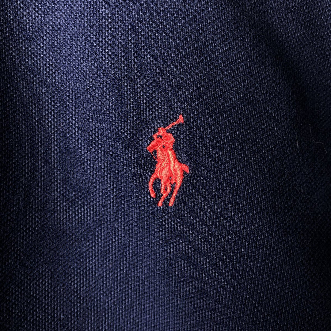 Ralph Lauren POLO by Ralph Lauren long sleeve polo shirt, men's size L unclear navy blue type Vintage Second Hand