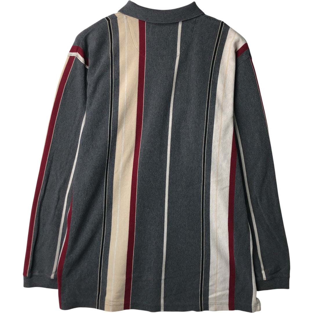 Ralph Lauren Chaps Long Sleeve Striped Polo Shirt, Men's XL cotton gray type Vintage Second Hand