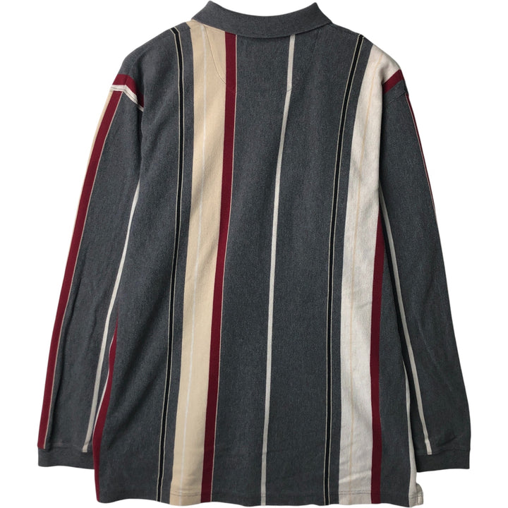 Ralph Lauren Chaps Long Sleeve Striped Polo Shirt, Men's XL cotton gray type Vintage Second Hand