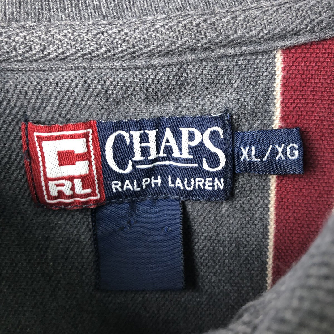 Ralph Lauren Chaps Long Sleeve Striped Polo Shirt, Men's XL cotton gray type Vintage Second Hand