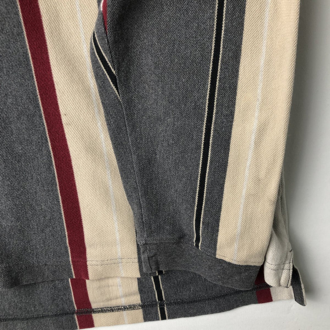 Ralph Lauren Chaps Long Sleeve Striped Polo Shirt, Men's XL cotton gray type Vintage Second Hand