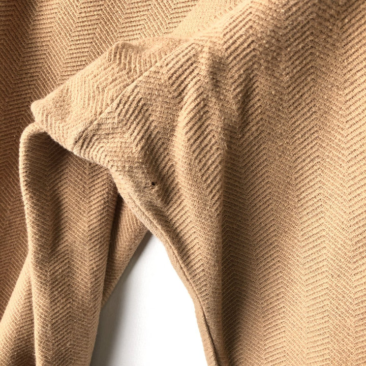 Ralph Lauren POLO GOLF herringbone long-sleeved polo shirt, men's size M Pima Cotton Camel type Vintage Second Hand