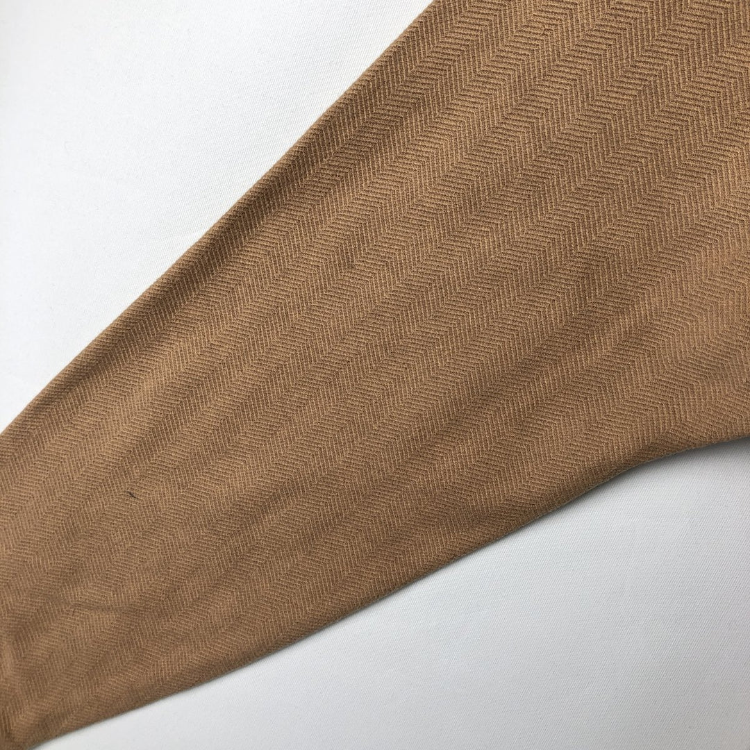 Ralph Lauren POLO GOLF herringbone long-sleeved polo shirt, men's size M Pima Cotton Camel type Vintage Second Hand