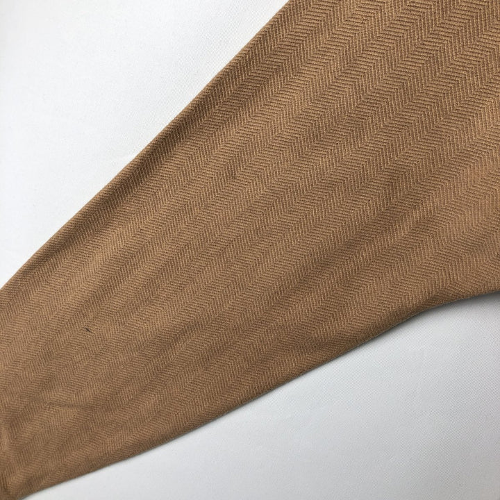 Ralph Lauren POLO GOLF herringbone long-sleeved polo shirt, men's size M Pima Cotton Camel type Vintage Second Hand