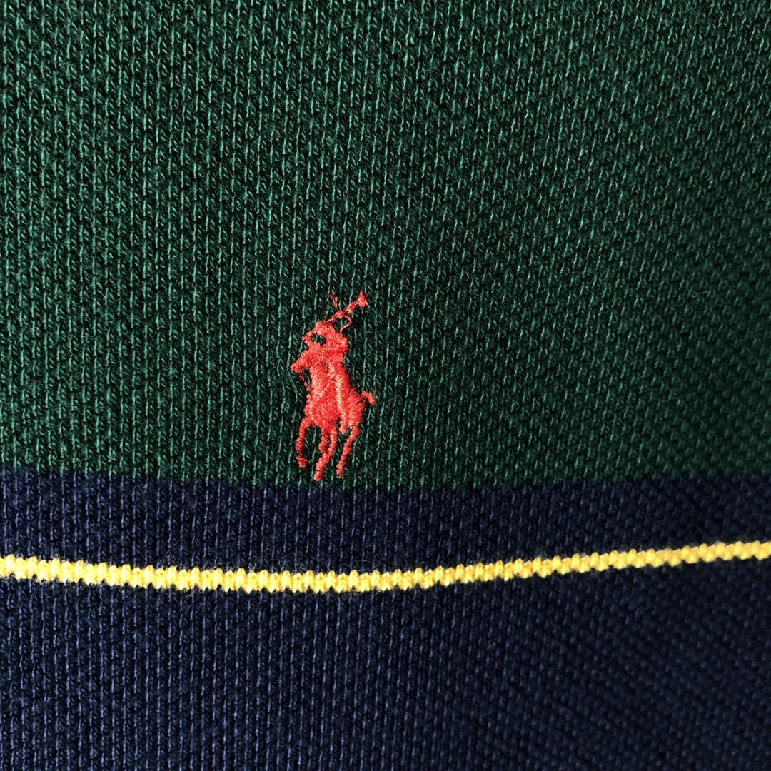 Ralph Lauren POLO by Ralph Lauren long sleeve polo shirt, men's size L cotton Green type dark green Vintage Second Hand