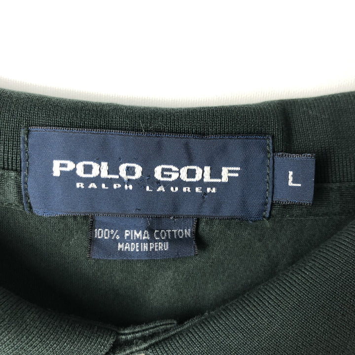 Ralph Lauren POLO GOLF Long sleeve polo shirt for men, size L cotton Green type dark green Vintage Second Hand