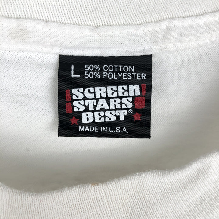 90'S Screen Stars Best College T-Shirt, Made in USA, Men's Size Large, Vintage cotton white type Vintage Second Hand