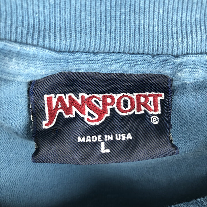 Jansport College T-Shirt, Made in USA, Men's Size L cotton blue type Vintage Second Hand