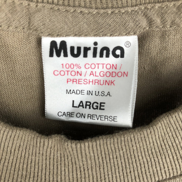 Vintage 90'S Murina print T-shirt, Made in USA, Men's Size L cotton Khaki type brown Vintage Second Hand