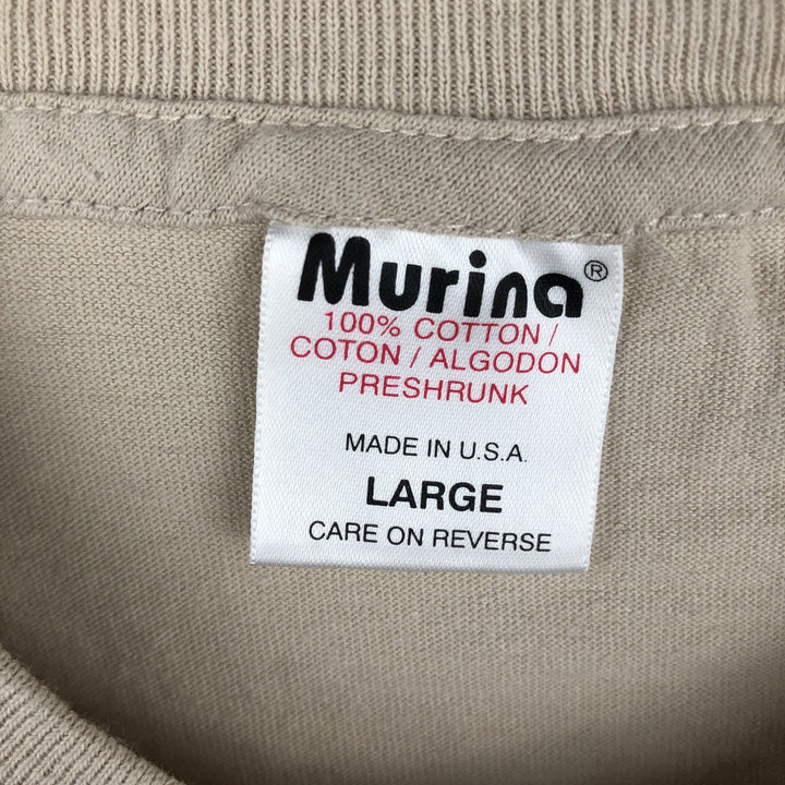 Vintage 90'S Murina print T-shirt, Made in USA, Men's Size L cotton Beige type Vintage Second Hand