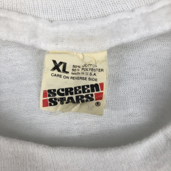 Vintage 1980'S Screen Stars print T-shirt, Made in USA, Men's XL cotton white type Vintage Second Hand