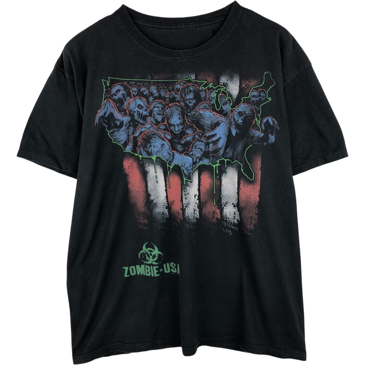 Printed T-shirt, men's size XL unclear black type Vintage Second Hand