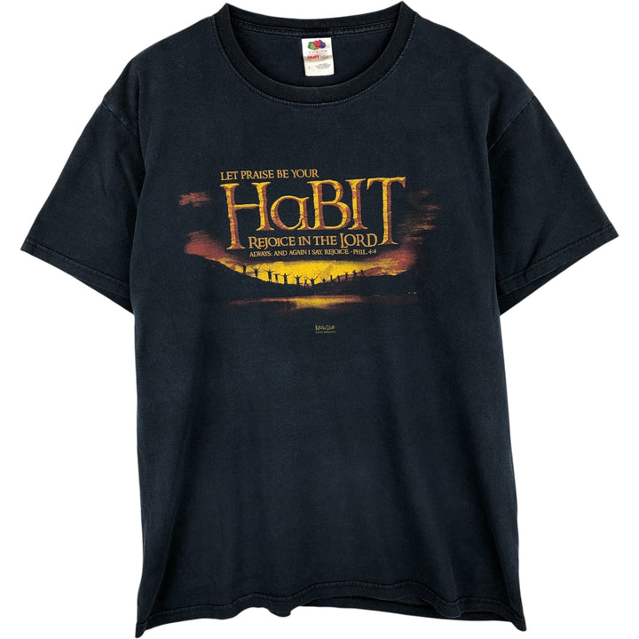 Fruit of the Loom Heavy Kerusso Parody Message Print T-Shirt, Men's Size L cotton black type Vintage Second Hand