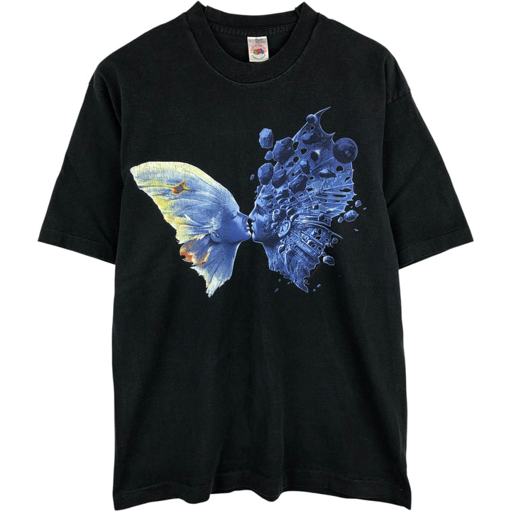 90'S Fruit of the Loom Wojtek Ciudmak Boston Art T-Shirt, Made in USA, Men's Size L (approx.), Vintage cotton black type Vintage Second Hand