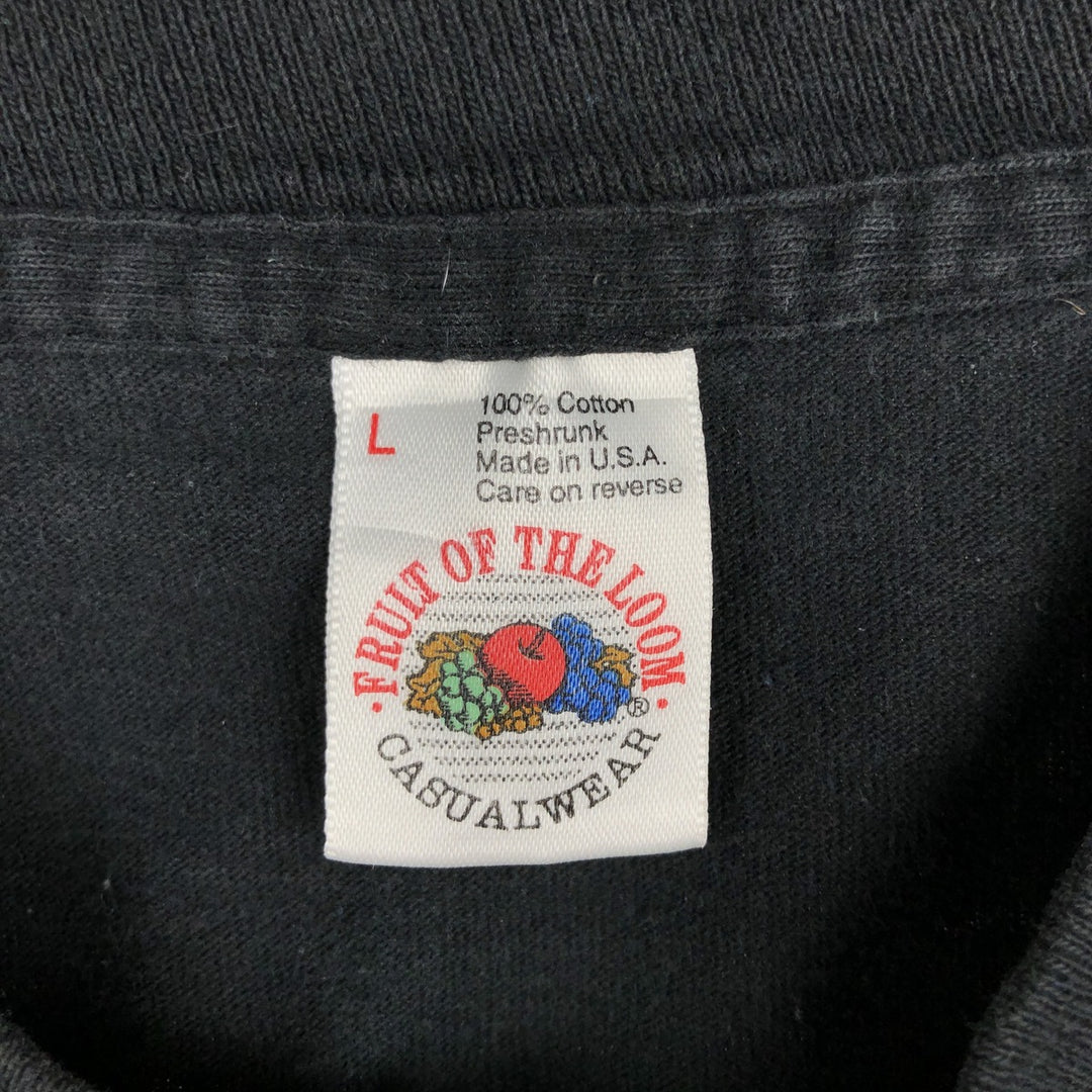 90'S Fruit of the Loom Wojtek Ciudmak Boston Art T-Shirt, Made in USA, Men's Size L (approx.), Vintage cotton black type Vintage Second Hand