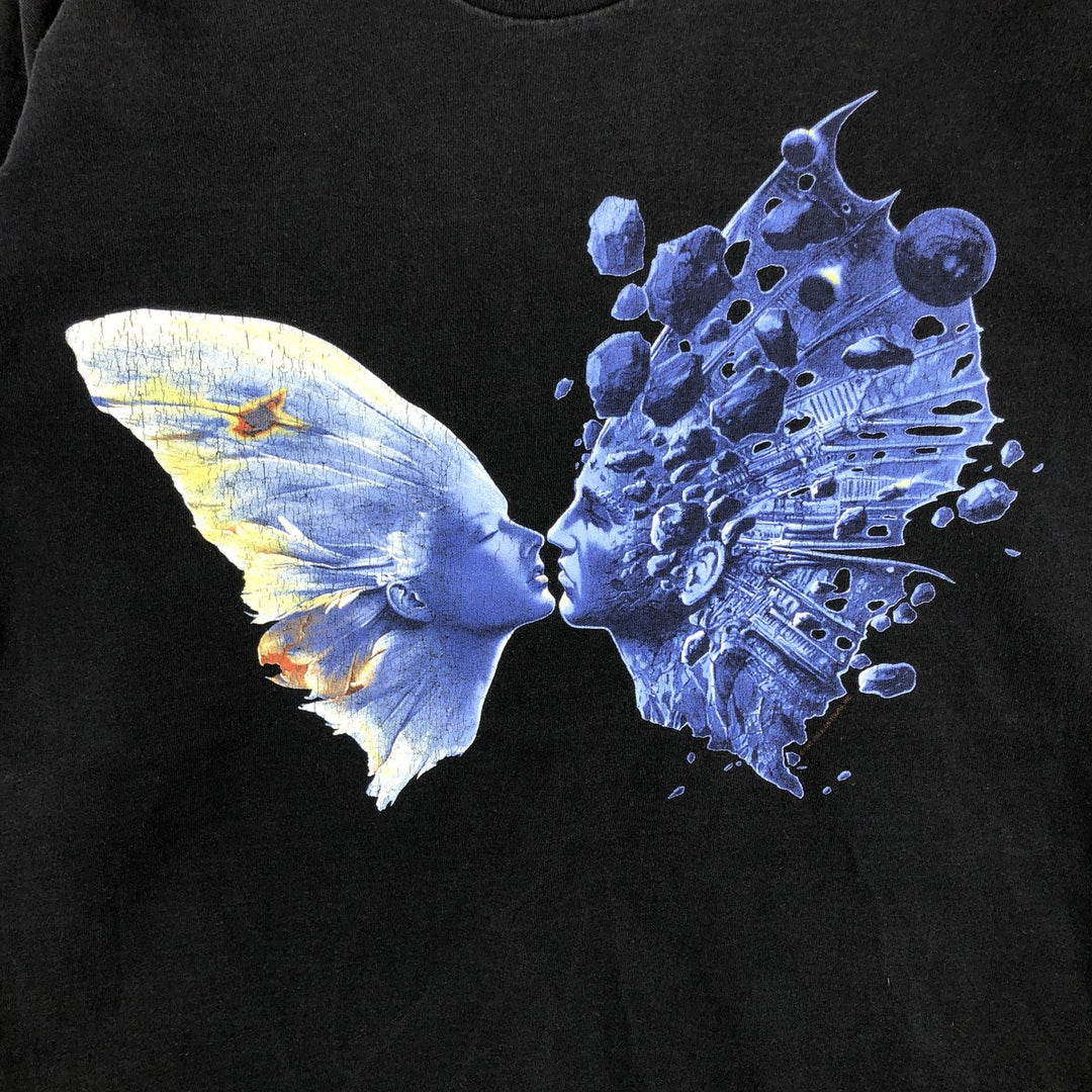90'S Fruit of the Loom Wojtek Ciudmak Boston Art T-Shirt, Made in USA, Men's Size L (approx.), Vintage cotton black type Vintage Second Hand