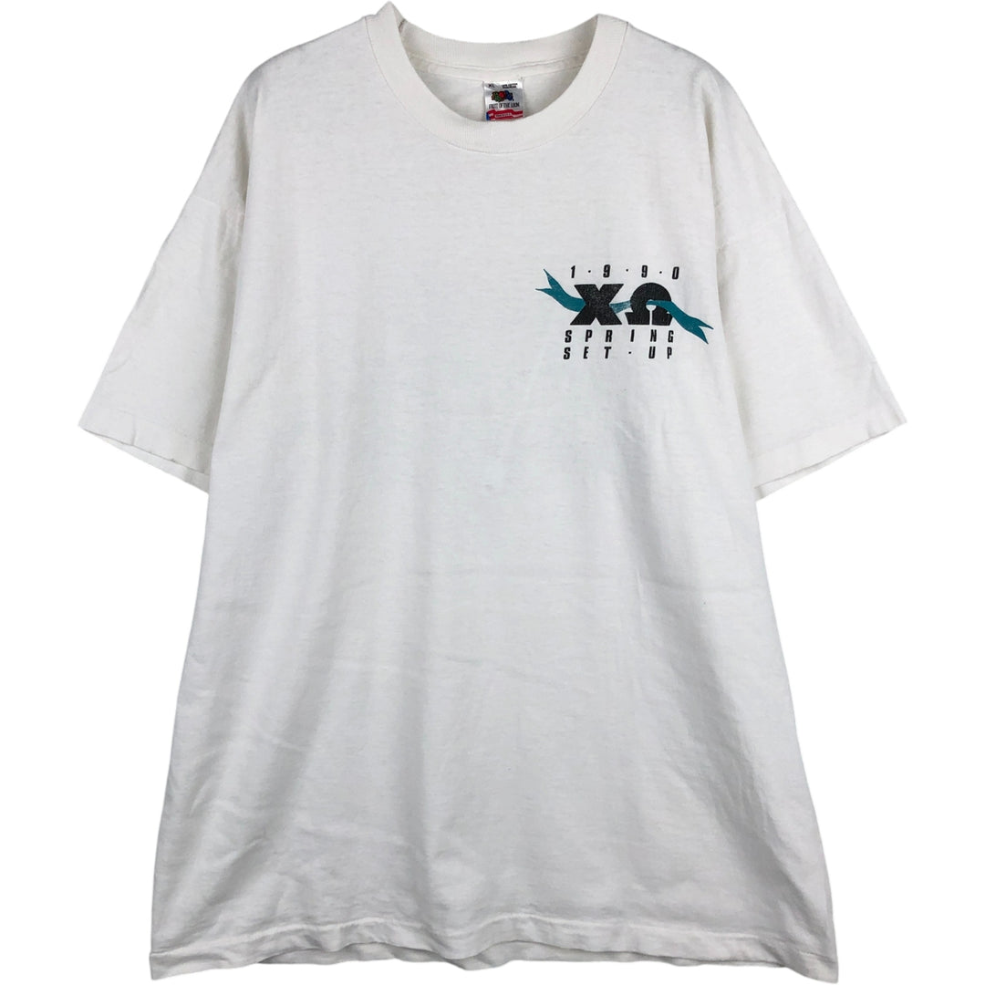 90'S Fruit of the Loom printed T-shirt, made in the USA, men's XL size, vintage cotton white type Vintage Second Hand