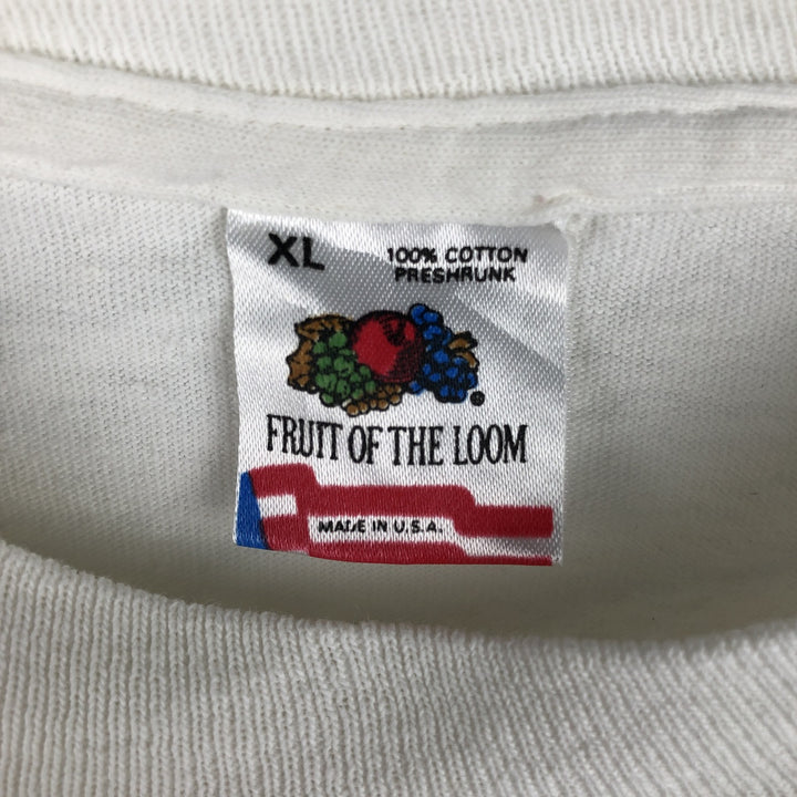 90'S Fruit of the Loom printed T-shirt, made in the USA, men's XL size, vintage cotton white type Vintage Second Hand