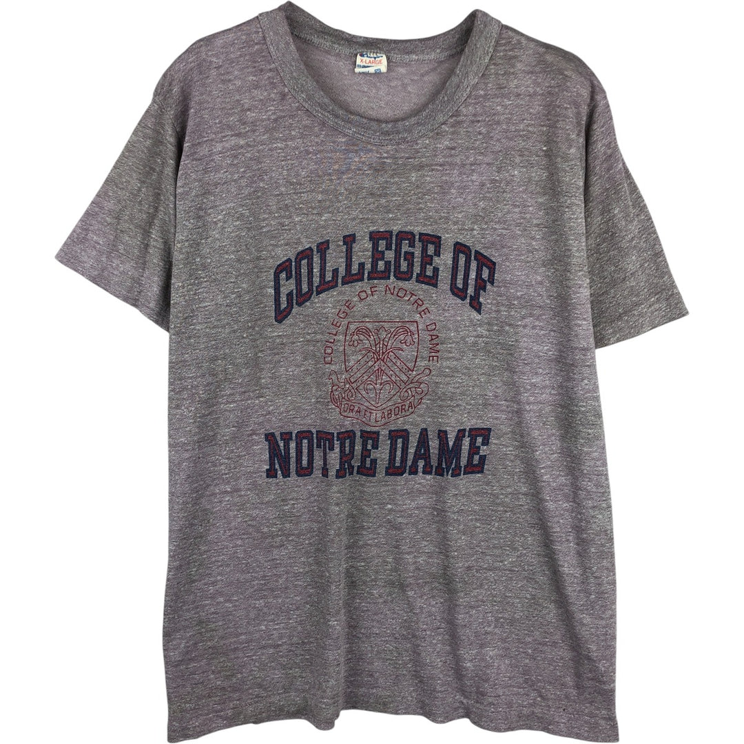 1980'S Champion Tricot Tag Notre Dame University Triple Print College T-Shirt, Made in USA, Men's XL cotton purple type Vintage Second Hand