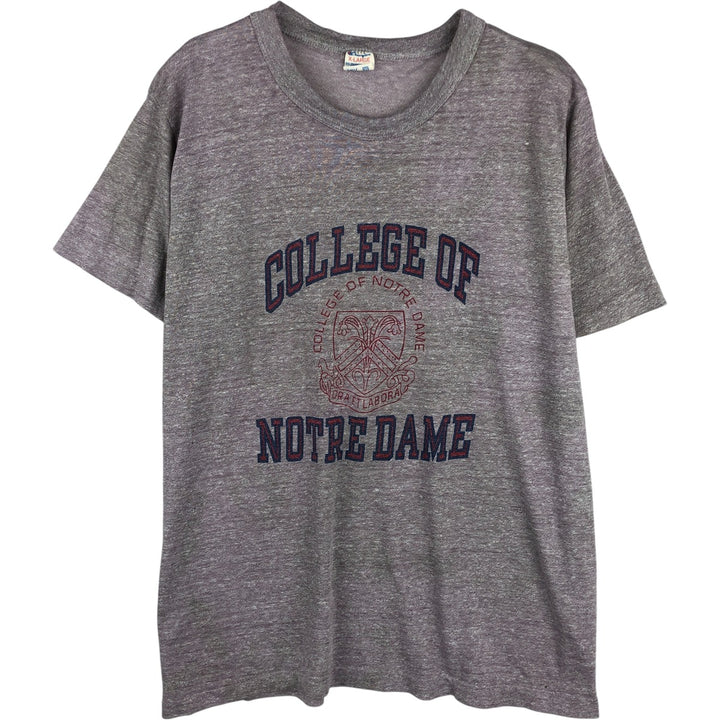 1980'S Champion Tricot Tag Notre Dame University Triple Print College T-Shirt, Made in USA, Men's XL cotton purple type Vintage Second Hand
