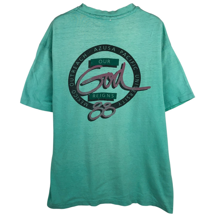 Vintage 1980'S Hanes BEEFY-T Blue Tag College T-Shirt, Made in USA, Men's Size XL cotton Mint green Vintage Second Hand