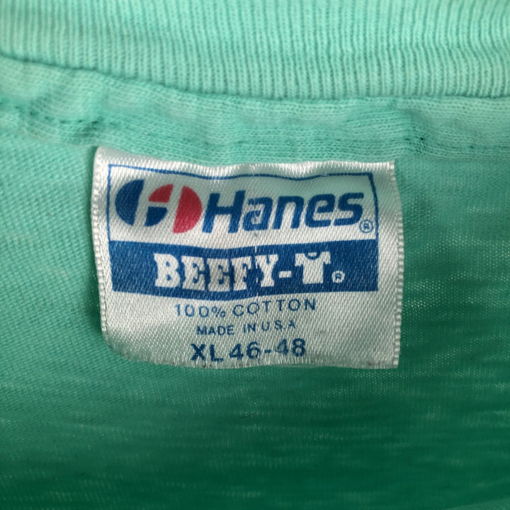 Vintage 1980'S Hanes BEEFY-T Blue Tag College T-Shirt, Made in USA, Men's Size XL cotton Mint green Vintage Second Hand